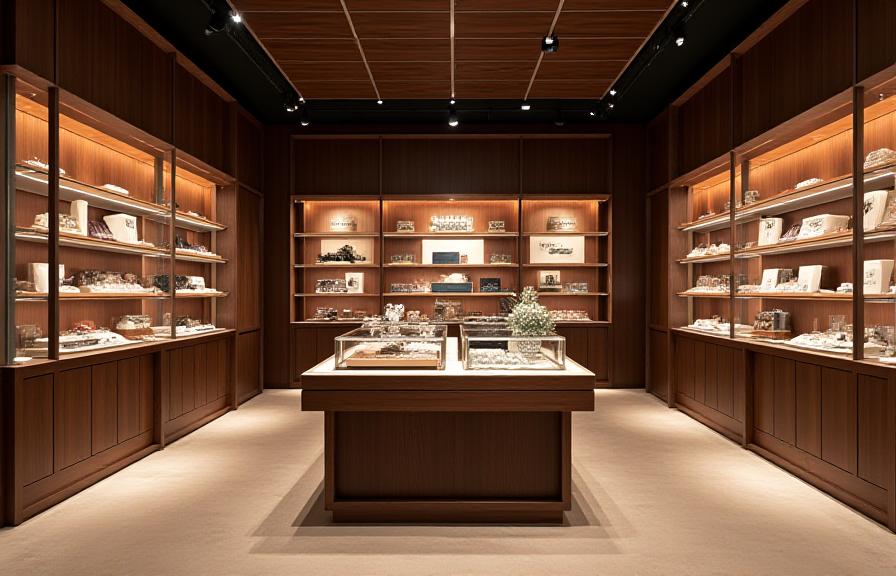 Exhibidor comercial de retail en madera personalizada